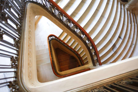 An elaborate staircase, the Stark Mansion,Portland, ORのeditorial素材