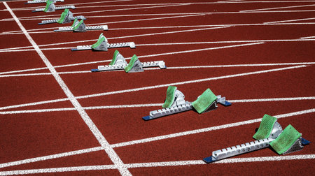 Starting blocks, Washington State High School Track and Field Meet, May 2012.