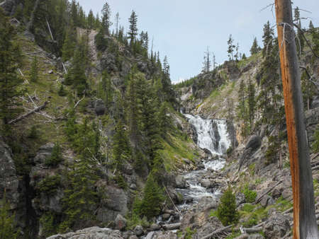 High Country Waterfall Yellowstone Parkの写真素材