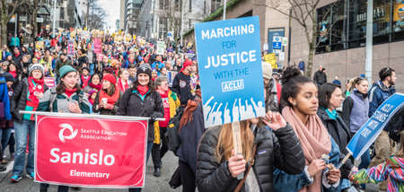 Martin Luther King, Jr. Day March, January 16, 2017, Seattle, Washingtonのeditorial素材