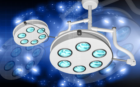 Digital illustration of  two surgical lamps in operation roomの写真素材