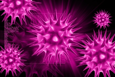 Digital illustration of VIRUS CELL in 3d on digital backgroundの写真素材