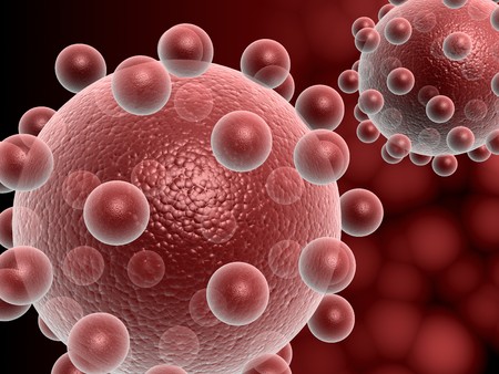 Digital illustration of h1n1 virus in 3d on digital backgroundの写真素材