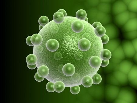 Digital illustration of h1n1 virus in 3d on digital backgroundの写真素材