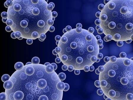 Digital illustration of h1n1 virus in 3d on digital backgroundの写真素材