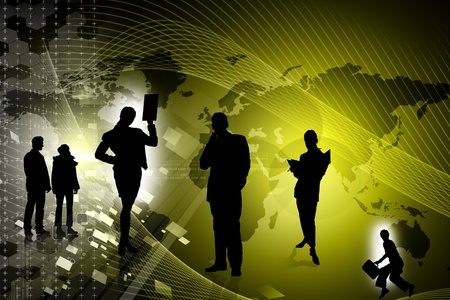2d illustration of business man in color backgroundの写真素材