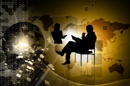 2d illustration of business man in color backgroundの写真素材