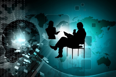 2d illustration of business man in color backgroundの写真素材