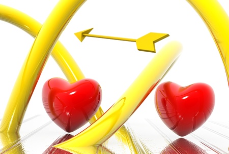 Two hearts pierced 3D imageの写真素材