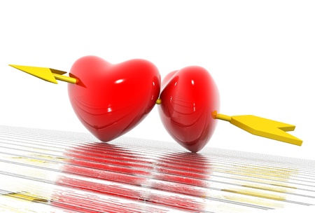 Two hearts pierced 3D imageの写真素材
