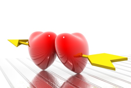 Two hearts pierced 3D imageの写真素材