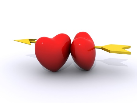 Two hearts pierced 3D imageの写真素材