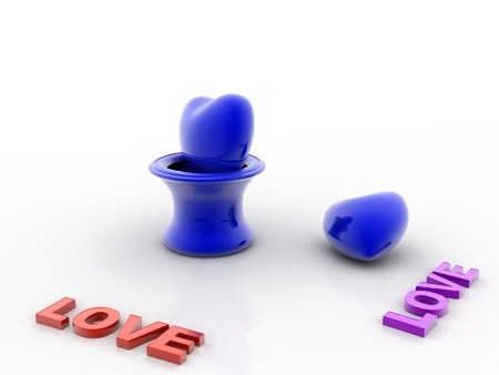 Two hearts pierced 3D imageの写真素材
