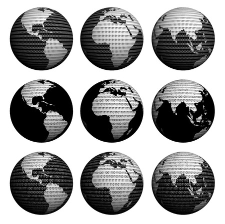 Set of black and white Globe shapesの写真素材
