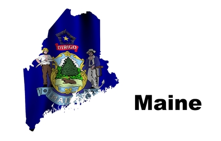 Maine flag mapの写真素材
