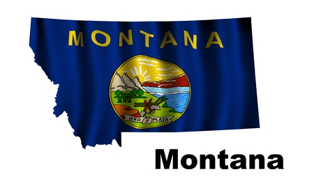 Montana flag mapの写真素材