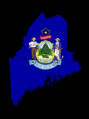 Maine Flag as the territory Map on the Black Backgroundの写真素材