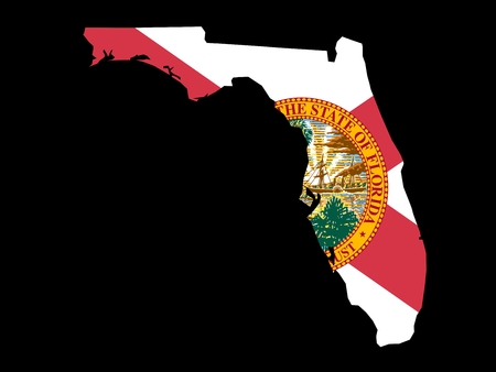 Florida Flag as the territory Map on the Black Backgroundの写真素材