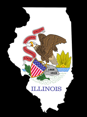 Illinois Flag as the territory Map on the Black Backgroundの写真素材