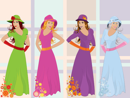 4 season girlsのイラスト素材