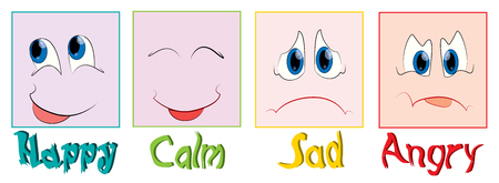 Eyes and mouth in square with various emotion expressionsのイラスト素材