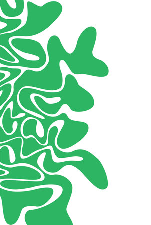 Vertical page cover illustration with curved elegant vector drawing shapes green color on a white backgroundのイラスト素材