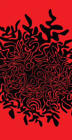 Vector illustration page with black color elegant ornament shapes on a red backgroundのイラスト素材