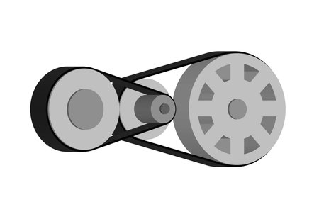 Rollers belt transmission set isolated on a white background. Three-dimensional vector graphic illustration engine rollers and belt set dark gray colorのイラスト素材