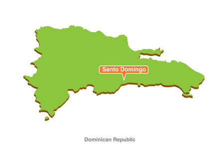 Dominican Republic Vector 3d touristic cartoon looking map. 3d vector illustration colorful touristic map of Dominican Republic with capitolのイラスト素材