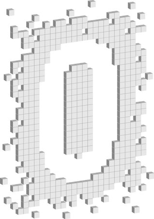 Concept vector graphics digit zero with a lot of white cubes outのイラスト素材