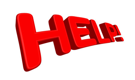Cartoon looking three dimensional vector graphic red color title text HELPのイラスト素材
