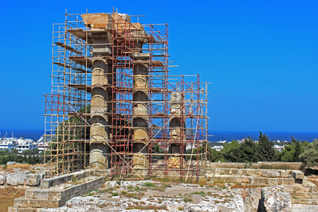 Ancient pillars restorationの写真素材
