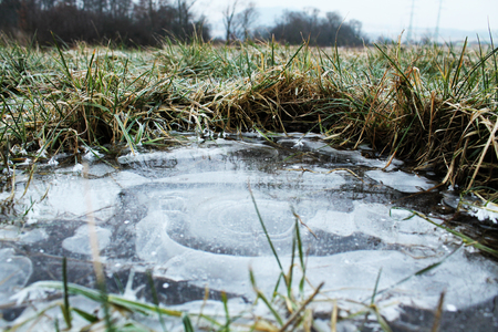 A frozen puddleの写真素材