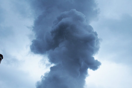 The smoke from the chimney