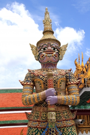 Giant sculpture in Wat Phra Kaew Temple, Thailandの写真素材