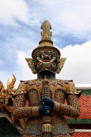 Giant sculpture in Wat Phra Kaew Temple, Thailandの写真素材