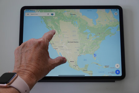 Orlando,FL/USA-3/30/20: Google Maps zoomed in on the central United States of America.のeditorial素材