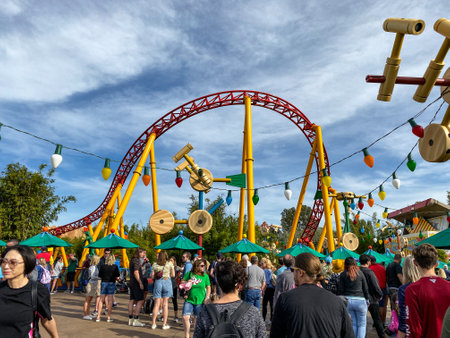 Orlando,FL/USA-11/27/19: Slinky Dog Dash rollercoaster ride at Hollywood Studios Park at Walt Disney World in Orlando, FL.のeditorial素材