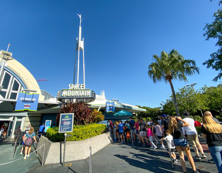 Orlando,FL/USA-1128/19:The entrance to the Space Mountain ride at Magic Kingdom in Walt Disney World...