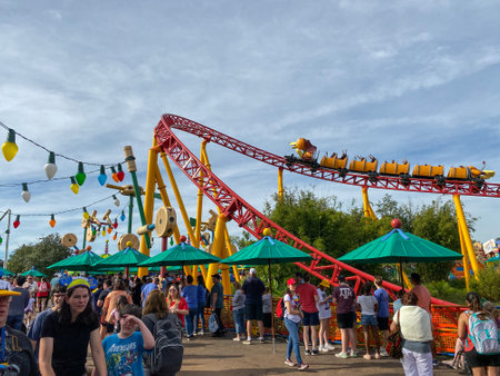 Orlando,FL/USA-11/27/19: Slinky Dog Dash rollercoaster ride at Hollywood Studios Park at Walt Disney World in Orlando, FL.のeditorial素材