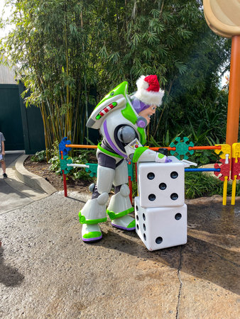 Orlando,FL/USA-11/27/19: Buzz Lightyear character at Hollywood Studios Park at Walt Disney World in...