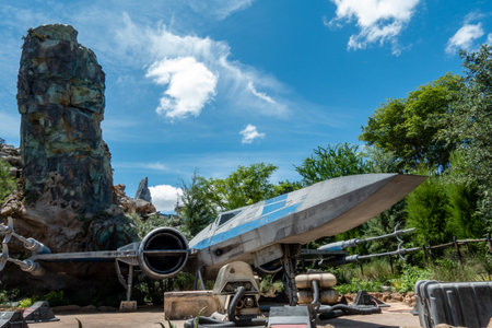 Orlando,FL/USA-8/20/19: An X-Wing battle ship in Disney World Hollywood Studios Star Wars Galaxy's Edge.のeditorial素材