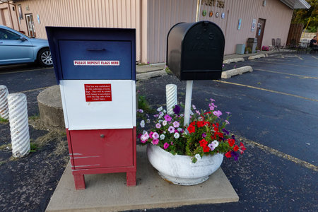 Springfield, IL/USA-8/23/19:A box that collects worn flags to retire them with honor.のeditorial素材