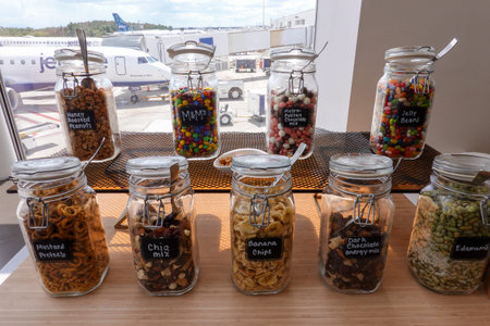 Orlando, FL/USA-8/22/19: Snacks at The Club MCO in Orlando International Airport Terminal A.