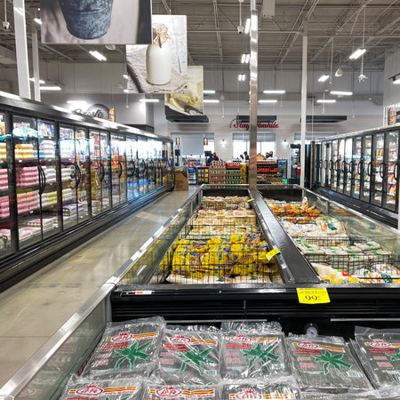 Orlando,FL USA - January 18, 2021:  An overview of the refridgerated section of a Bravo Market Grocery Store in Orlando, Florida.のeditorial素材