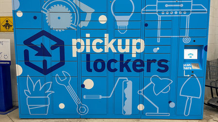 Orlando,FL USA - January 12, 2021:  The pickup lockers for online orders at a Lowes Home Improvement...