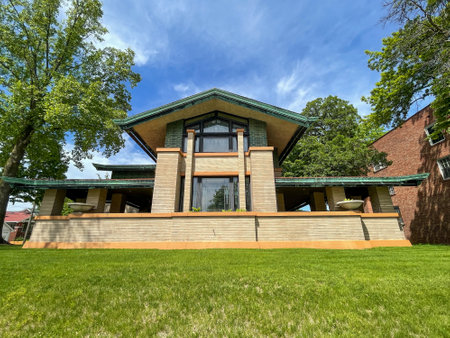 Springfield, IL USA - May 14, 2021: Dana Thomas House a Frank Lloyd Wright designed home in Springfield, Illinois.のeditorial素材