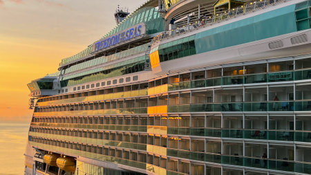 Nassau Bahamas - September 15, 2021:  The Royal Caribbean Cruise Ship Freedom of the Seas in Nassau, Bahamas.のeditorial素材