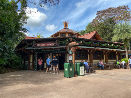 orlando, FL USA -November 6, 2020: The Starbucks Coffee shop at Animal Kingdom at  Walt Disney World  in Orlando, Florida.のeditorial素材