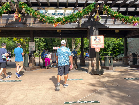 orlando, FL USA -November 6, 2020: The entrance to Animal Kingdom during Christmas at  Walt Disney World  in Orlando, Florida.のeditorial素材